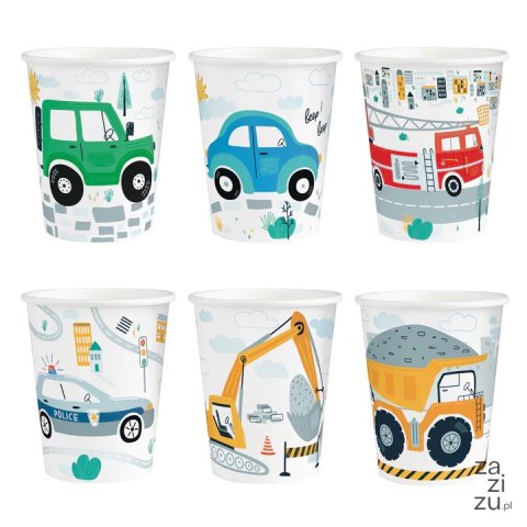 Kubki jednorazowe Auta 220ml 6szt. Kubki jednorazowe Auta 220ml 6szt.