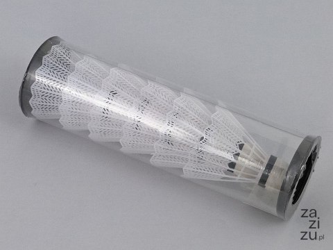 Zestaw 6 lotek do badmintona białe w tubie PVC 22 x 6,5cm Zestaw 6 lotek do badmintona białe w tubie PVC 22 x 6,5cm