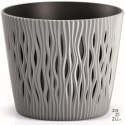 Doniczka okrągła + wkład Sandy Round - 19x h16,5cm szary kamienny