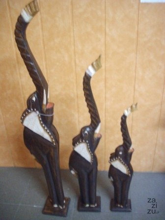 Słoń drewniany 3szt 60/80/100cm TK60/CS171A Słoń drewniany 3szt 60/80/100cm TK60/CS171A