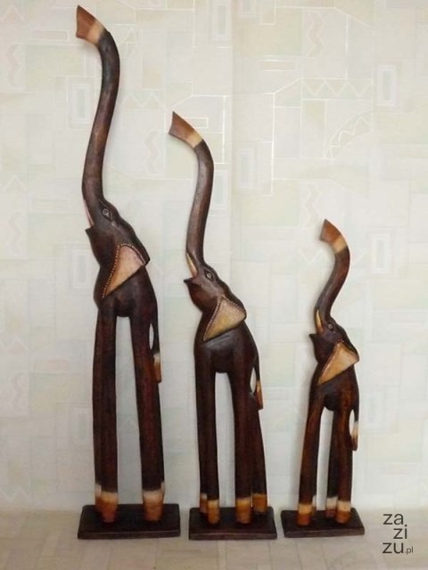 Słoń drewniany 3szt 60/80/100cm TK60/CS171A Słoń drewniany 3szt 60/80/100cm TK60/CS171A