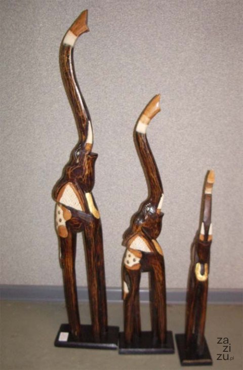Słoń drewniany 3szt 60/80/100cm TK60/CS171A Słoń drewniany 3szt 60/80/100cm TK60/CS171A