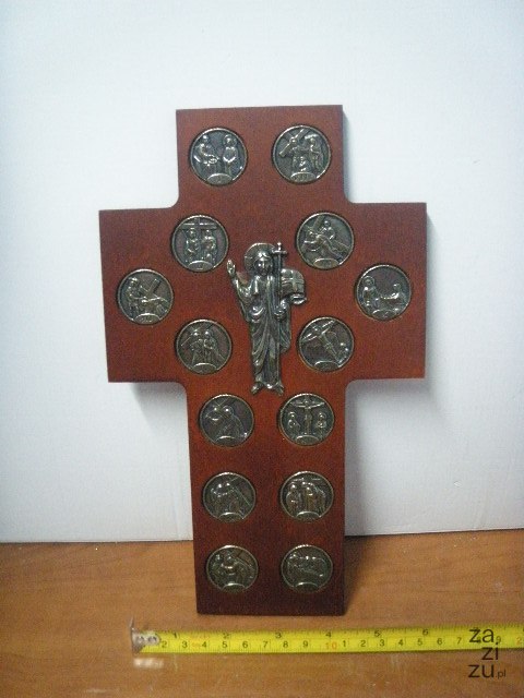 Krzyż - droga krzyżowa/monety 26cm Krzyż - droga krzyżowa/monety 26cm
