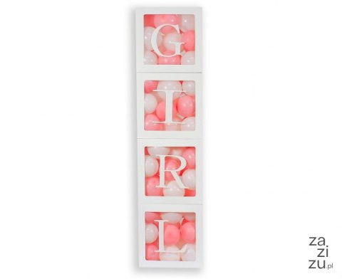 Zestaw pudełek 35cm na balony z literami GIRL 4szt. | GA-ZPGR Zestaw pudełek 35cm na balony z literami GIRL 4szt. | GA-ZPGR