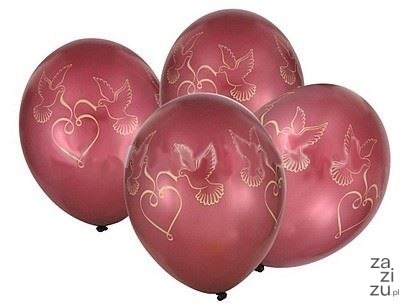 Balony 4szt. złote / bordowe - gołąbki ''12'' | 38-06 Balony 4szt. złote / bordowe - gołąbki ''12'' | 38-06