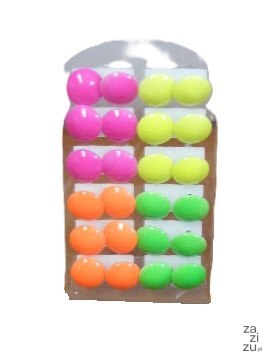 Kolczyki na stojaku 12par pinezki fluo 1858 Kolczyki na stojaku 12par pinezki fluo 1858