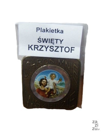 Plakietka metalowa Św. Krzysztof - Chroń Mnie - 10 szt Plakietka metalowa Św. Krzysztof - Chroń Mnie - 10 szt