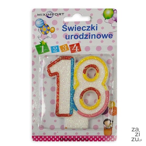 Świeczka cyfra 18-tka mix | św-287k Świeczka cyfra 18-tka mix | św-287k
