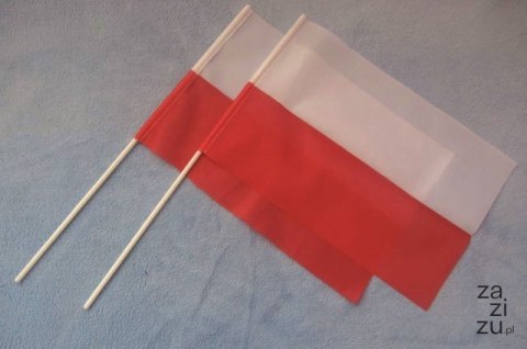 Flaga materiał biało-czerwona 25szt. 15X21 Flaga materiał biało-czerwona 25szt. 15X21