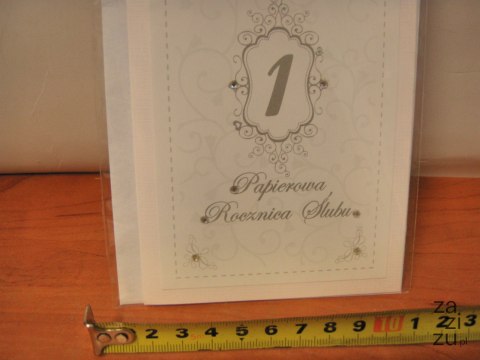 Karnet dł ROCZNICA ŚLUBU ''1'' PAPIEROWA 5428 Karnet dł ROCZNICA ŚLUBU ''1'' PAPIEROWA 5428