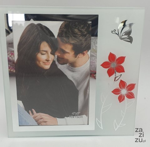 Ramka na zdjęcia szklana 10 x 15 cm kwiaty Ramka na zdjęcia szklana 10 x 15 cm kwiaty