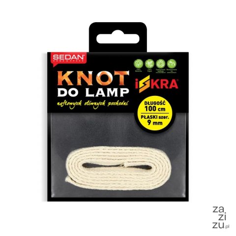 Knot do lampy naftowej, oliwnej i pochodni, płaski 9 mm/100 cm Knot do lampy naftowej, oliwnej i pochodni, płaski 9 mm/100 cm