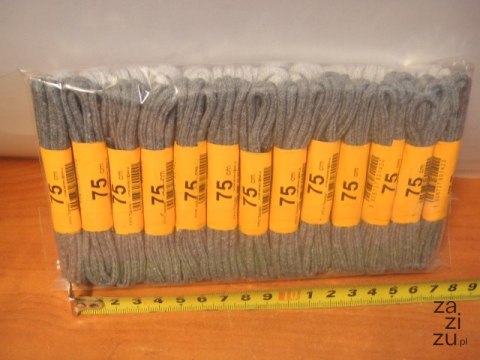 Sznurowadła 25szt 75cm cienkie SZARE 6280 Sznurowadła 25szt 75cm cienkie SZARE 6280