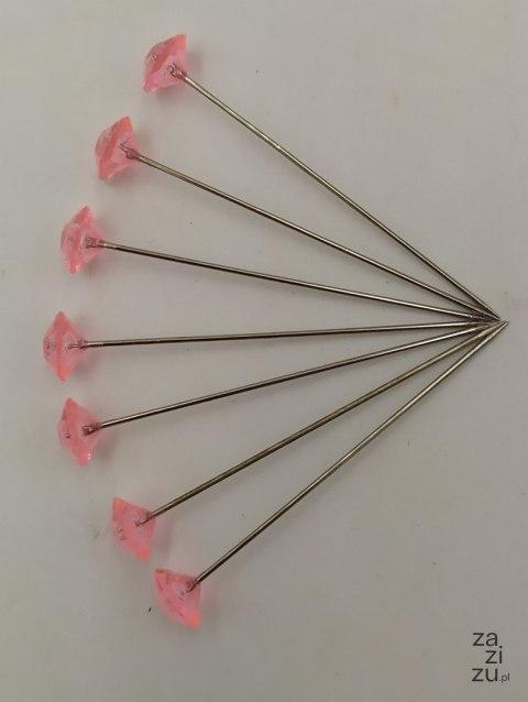 Szpilki ozdobne różowe 50szt diament 54mm 6 paczek SPD54-RO Szpilki ozdobne różowe 50szt diament 54mm 6 paczek SPD54-RO