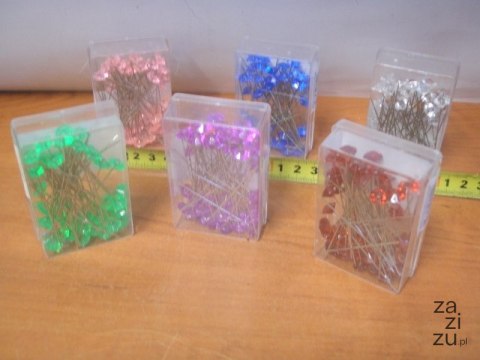 Szpilki ozdobne różowe 50szt diament 54mm 6 paczek SPD54-RO Szpilki ozdobne różowe 50szt diament 54mm 6 paczek SPD54-RO