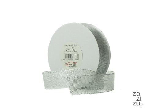 Wstążka brokatowa srebrna 25mm x 32m | DW25-40 Wstążka brokatowa srebrna 25mm x 32m | DW25-40