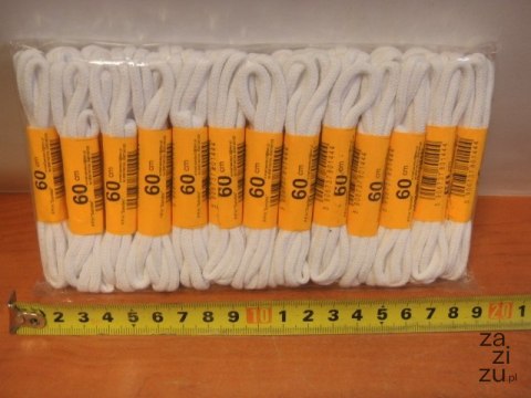 Sznurowadła 25szt 60cm białe kręcone 1355 Sznurowadła 25szt 60cm białe kręcone 1355