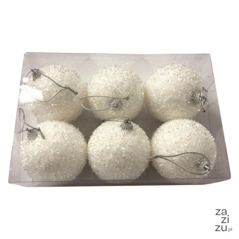 Bombki białe 6szt. JEŻYK 10cm | 434 Bombki białe 6szt. JEŻYK 10cm | 434