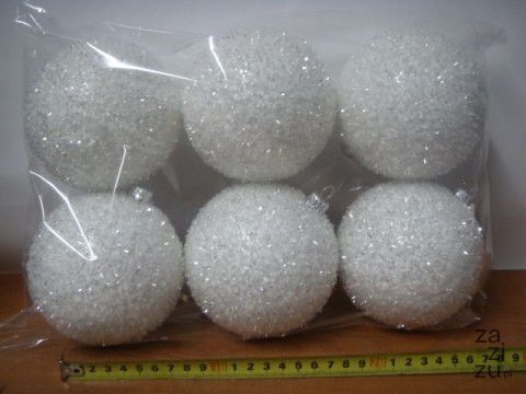 Bombki białe 6szt. JEŻYK 10cm | 434 Bombki białe 6szt. JEŻYK 10cm | 434