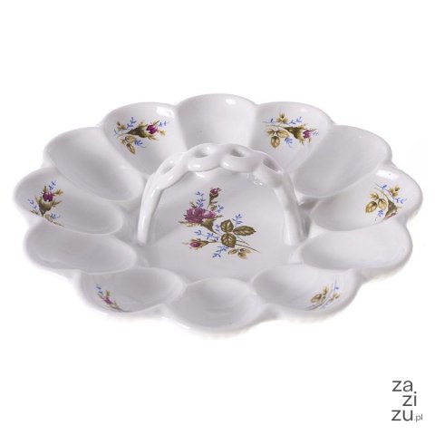 Talerz ceramiczny na jajka z uchwytem RÓŻA 22cm | OD8506 Talerz ceramiczny na jajka z uchwytem RÓŻA 22cm | OD8506