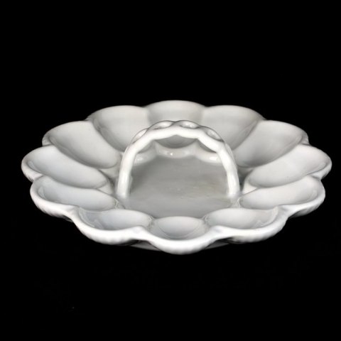 Talerz ceramiczny na jajka z uchwytem biała porcelana | OD8507 Talerz ceramiczny na jajka z uchwytem biała porcelana | OD8507