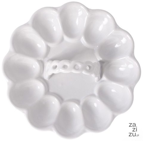 Talerz ceramiczny na jajka z uchwytem biała porcelana | OD8507 Talerz ceramiczny na jajka z uchwytem biała porcelana | OD8507