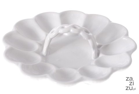 Talerz ceramiczny na jajka z uchwytem biała porcelana | OD8507 Talerz ceramiczny na jajka z uchwytem biała porcelana | OD8507