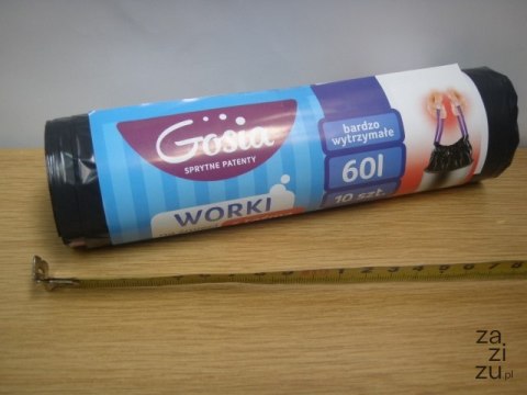 Worki na śmieci z taśmą ściągającą 60l A'10 GOSIA Worki na śmieci z taśmą ściągającą 60l A'10 GOSIA