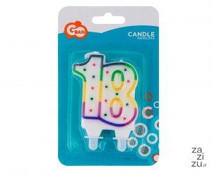 Świeczka cyferka z kropeczkami 8cm ''18'' PF-SCK18 Świeczka cyferka z kropeczkami 8cm ''18'' PF-SCK18