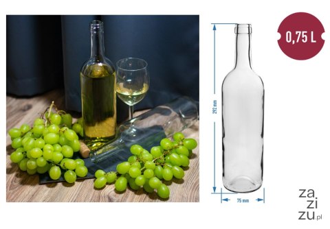 Butelka na wino Bordeaux 8szt. 750ml BIAŁA Butelka na wino Bordeaux 8szt. 750ml BIAŁA