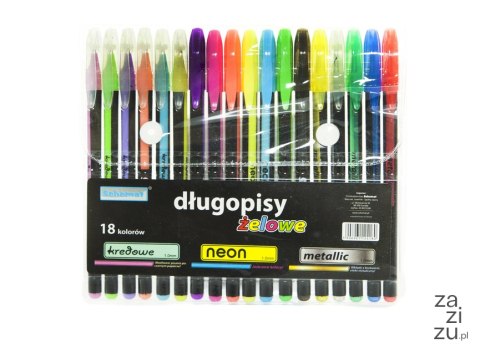 Długopisy żelowe 18szt kredowe/neon/metalic Długopisy żelowe 18szt kredowe/neon/metalic