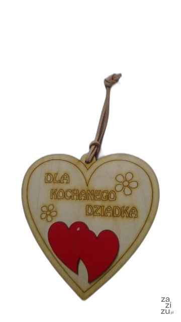 Serce drewniane zawieszka DZIADEK, 13 x 12,5 cm Serce drewniane zawieszka DZIADEK, 13 x 12,5 cm