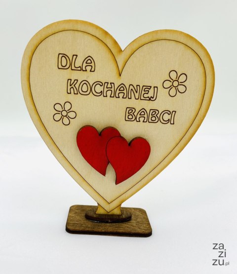 Serce drewno stojące BABCIA, 11 x 10,5 cm Serce drewno stojące BABCIA, 11 x 10,5 cm