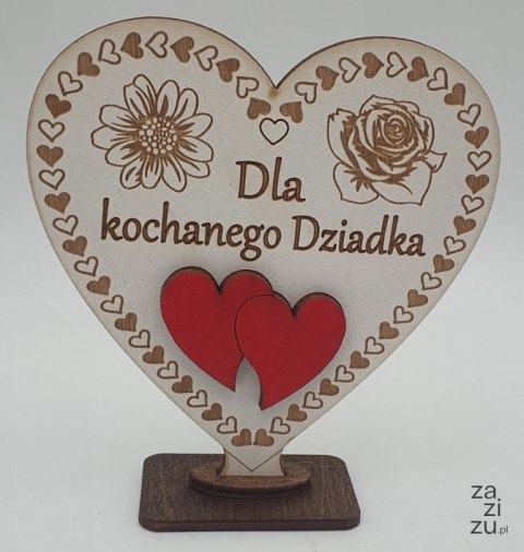 Serce drewno stojące DZIADEK, 11 x 10.5 cm Serce drewno stojące DZIADEK, 11 x 10.5 cm