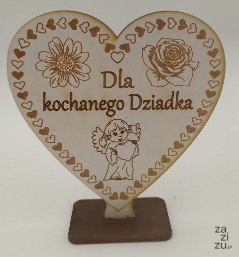 Serce drewno stojące DZIADEK, 11 x 10.5 cm Serce drewno stojące DZIADEK, 11 x 10.5 cm