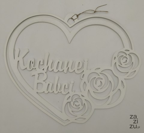 Serce wiszące 30cm ażur BABCIA Serce wiszące 30cm ażur BABCIA