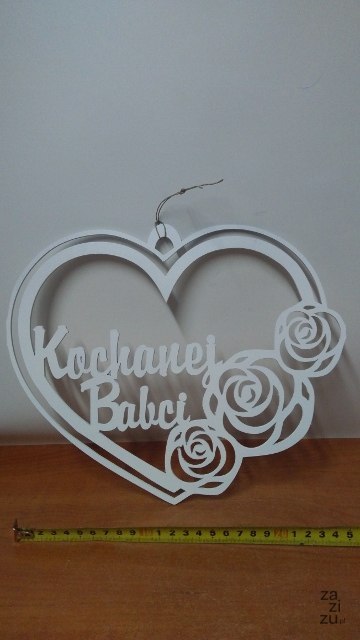Serce wiszące 30cm ażur BABCIA Serce wiszące 30cm ażur BABCIA