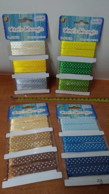 Wstążka 3kol. kropki 3m/12mm | WSS-12-01 Wstążka 3kol. kropki 3m/12mm | WSS-12-01