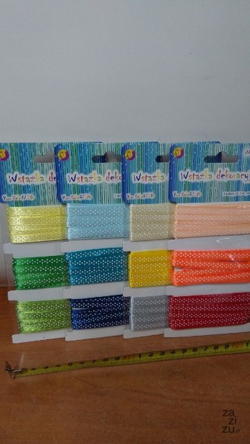 Wstążka 3kol. kropki 3m/6mm WIOSNA MIX | WSS-06-01 Wstążka 3kol. kropki 3m/6mm WIOSNA MIX | WSS-06-01