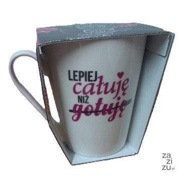 Kubek ceram. GLAMOUR LEPIEJ CAŁUJĘ NIŻ GOTUJĘ Kubek ceram. GLAMOUR LEPIEJ CAŁUJĘ NIŻ GOTUJĘ