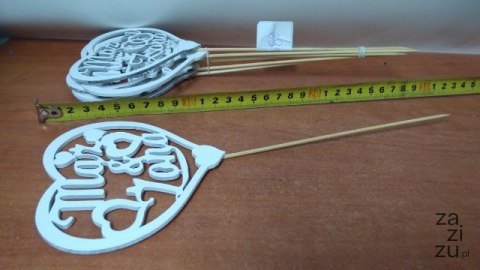 Serce na piku 6szt ŚLUB Młoda Para 8cm Serce na piku 6szt ŚLUB Młoda Para 8cm