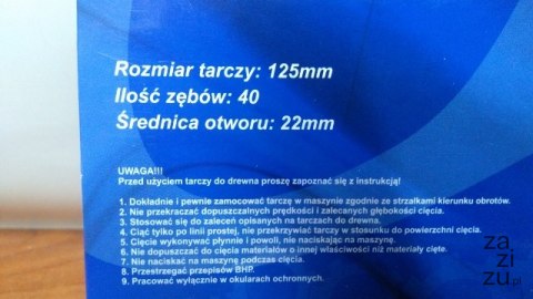 Tarcza do drewna 125 x 22 x 40T G00107 Tarcza do drewna 125 x 22 x 40T G00107