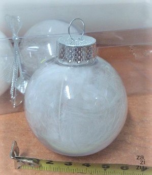 Bombka 5szt. szklana z piórkami 6cm | GZ171-65 Bombka 5szt. szklana z piórkami 6cm | GZ171-65
