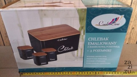Chlebak emaliowany + 3 pojemniki NEL7113 Chlebak emaliowany + 3 pojemniki NEL7113