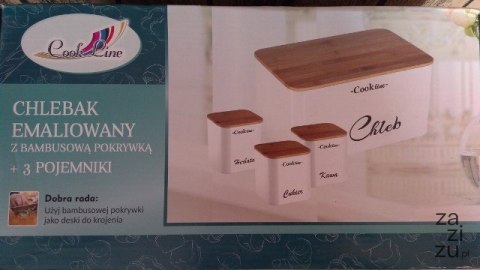 Chlebak emaliowany + 3 pojemniki NEL7113 Chlebak emaliowany + 3 pojemniki NEL7113