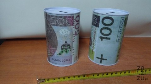 Skarbonka metalowa waluta Złoty 13x8cm Skarbonka metalowa waluta Złoty 13x8cm