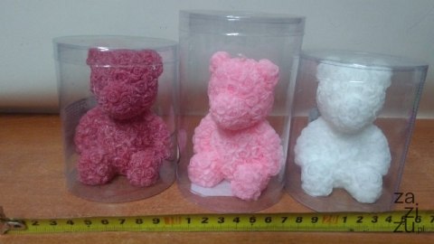 Świeca miś różyczki czerwony zapachowy Świeca miś różyczki czerwony zapachowy