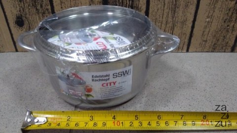 Garnek 1,2l. ze stali nierdzewnej + szklana pokrywka fi-14 CITY Garnek 1,2l. ze stali nierdzewnej + szklana pokrywka fi-14 CITY
