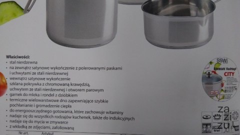 Garnek 1,2l. ze stali nierdzewnej + szklana pokrywka fi-14 CITY Garnek 1,2l. ze stali nierdzewnej + szklana pokrywka fi-14 CITY