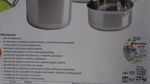 Garnek 3,6l. ze stali nierdzewnej + szklana pokrywka fi-20 CITY Garnek 3,6l. ze stali nierdzewnej + szklana pokrywka fi-20 CITY